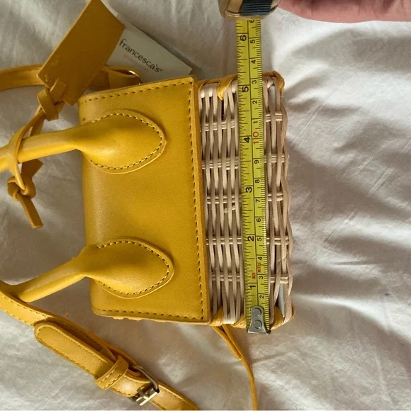 Mini Straw Crossbody Purse Yellow - Picture 10 of 11